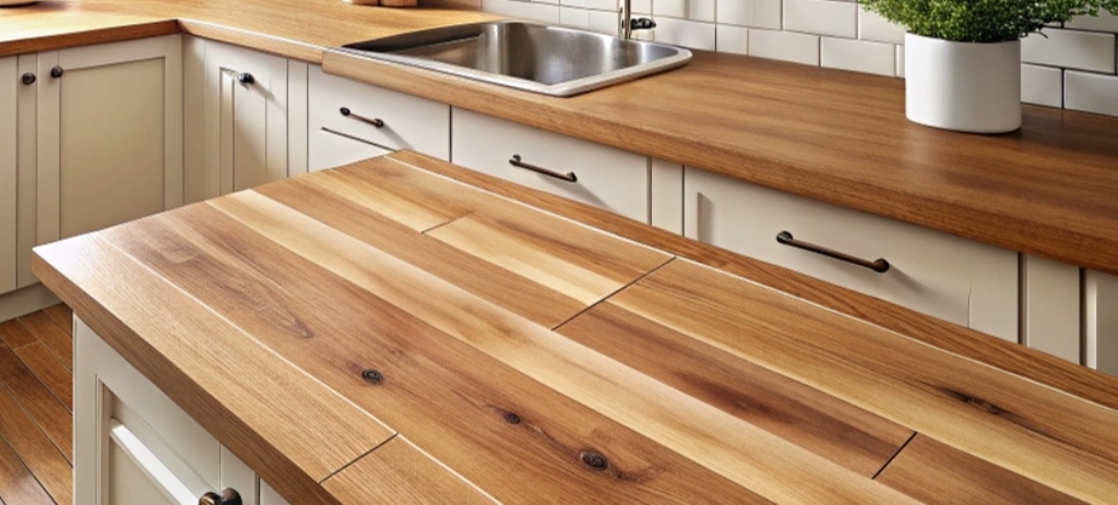 image of a wooden kitchen top details